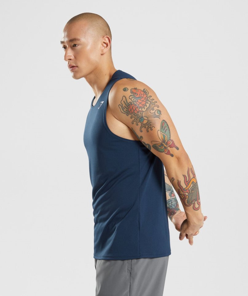 Men's Gymshark Arrival Tanks Navy | NZ 6RICFX